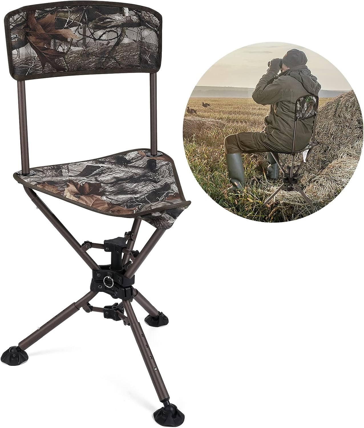 KEMIMOTO 360 Degree Tripod Swivel Hunting Chair for Comfort