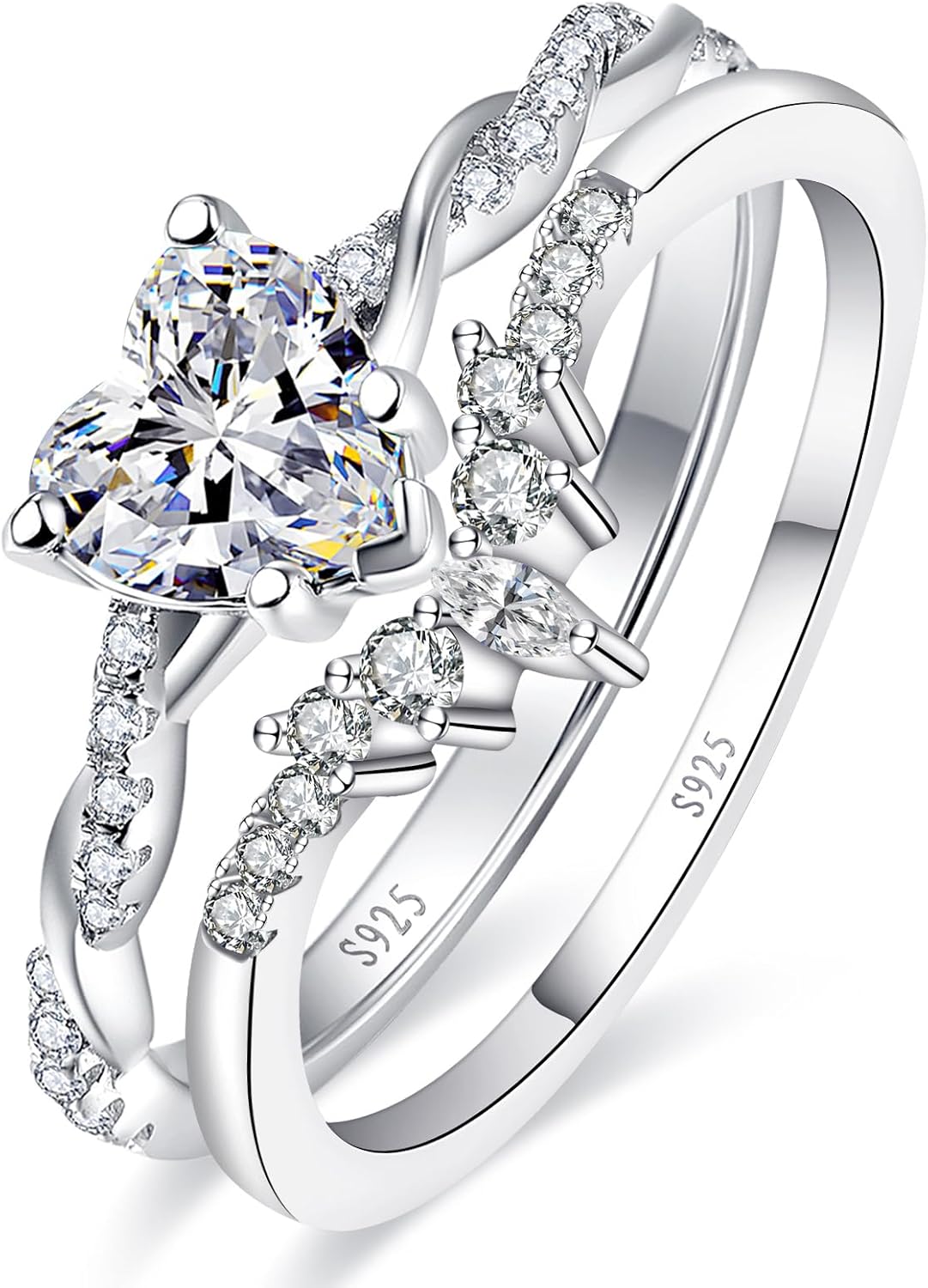 1.25ct Womens Heart Promise Ring in Sterling Silver Design