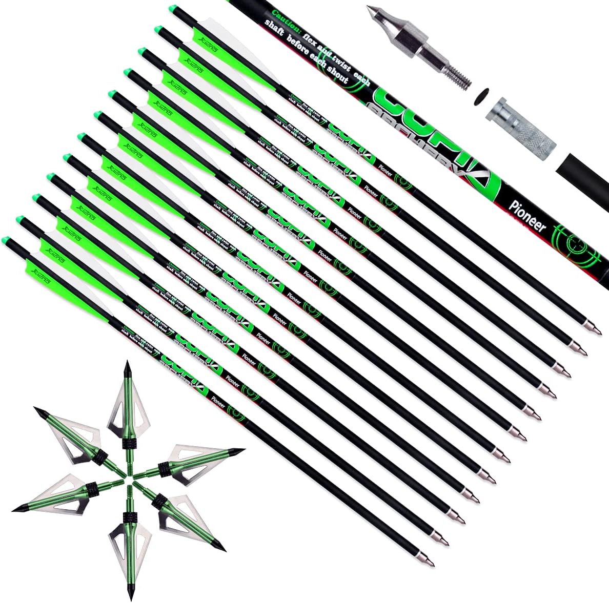 LWANO Crossbow Bolts 22 Inch Carbon Arrows with Broadheads Kit