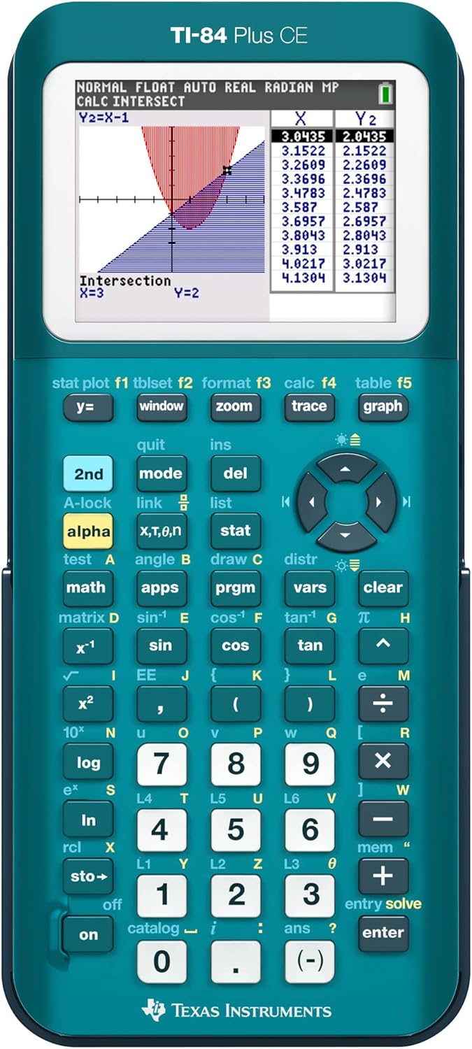 Graphing Calculator TI-84 Plus CE Teal - Vibrant Display!