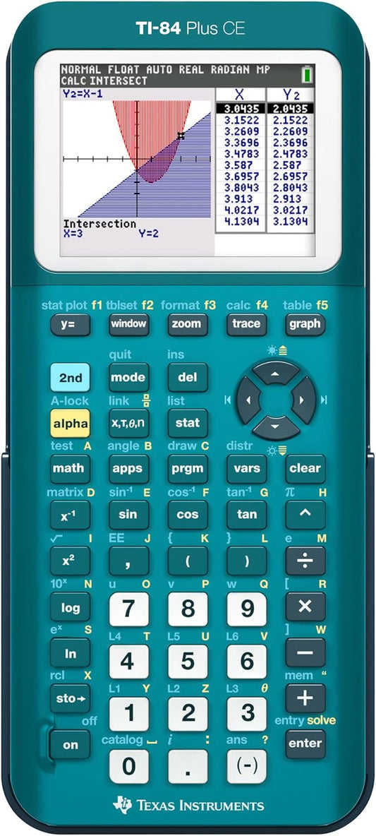 Graphing Calculator TI-84 Plus CE Teal - Vibrant Display!