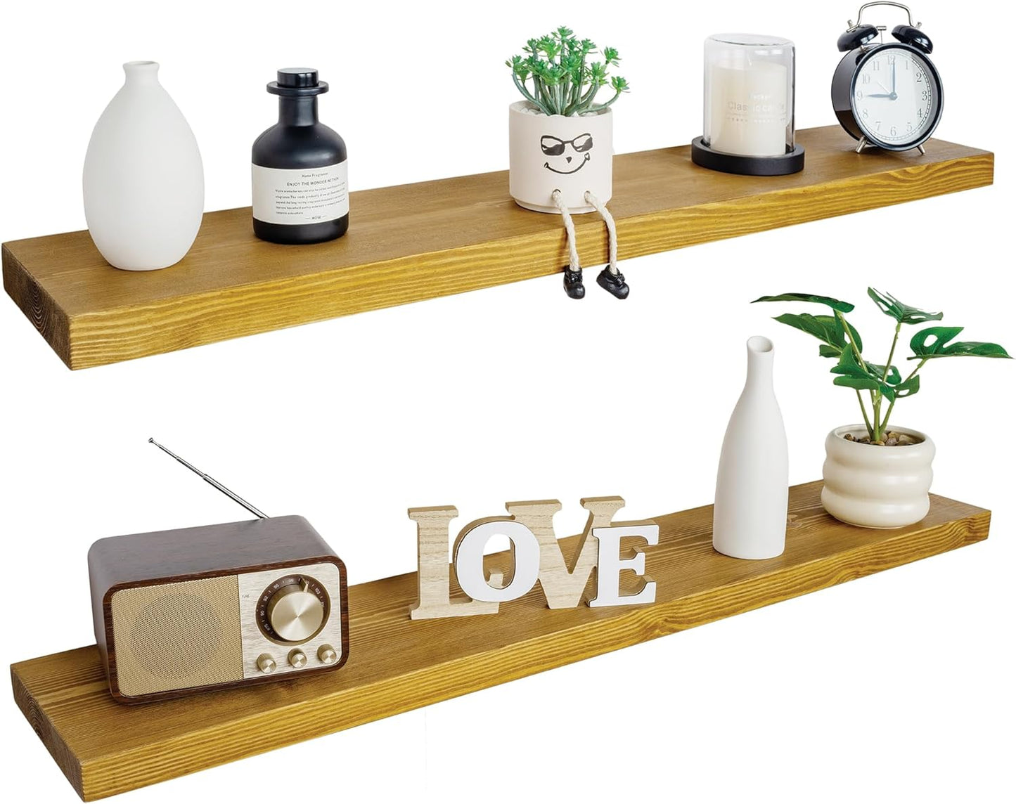 BGMG Wood Floating Shelves 48 inch Set of 2 for Home Decor