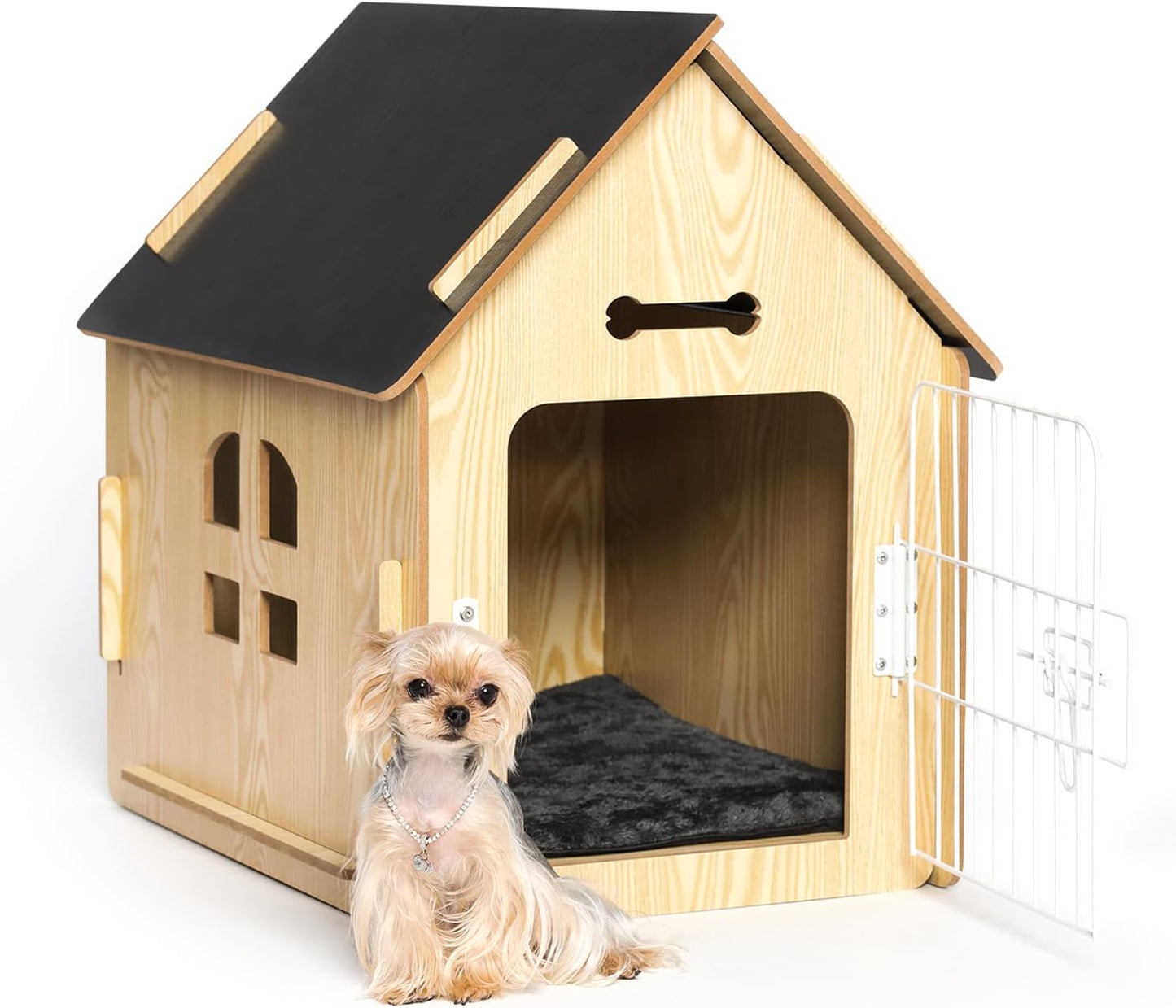 Cozy Wooden Indoor Dog House for Small Dogs and Cats