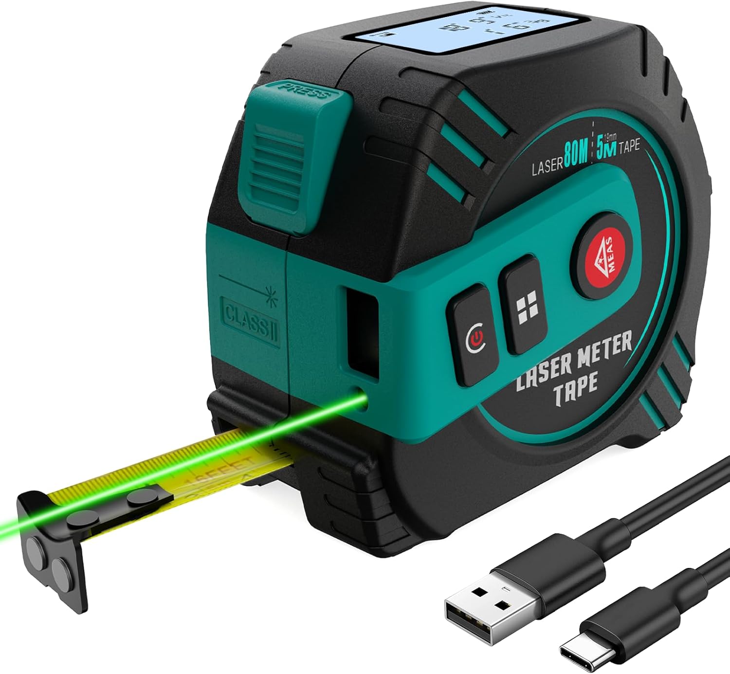 2-in-1 Green Laser Tape Measure for Accurate Distance Measurement