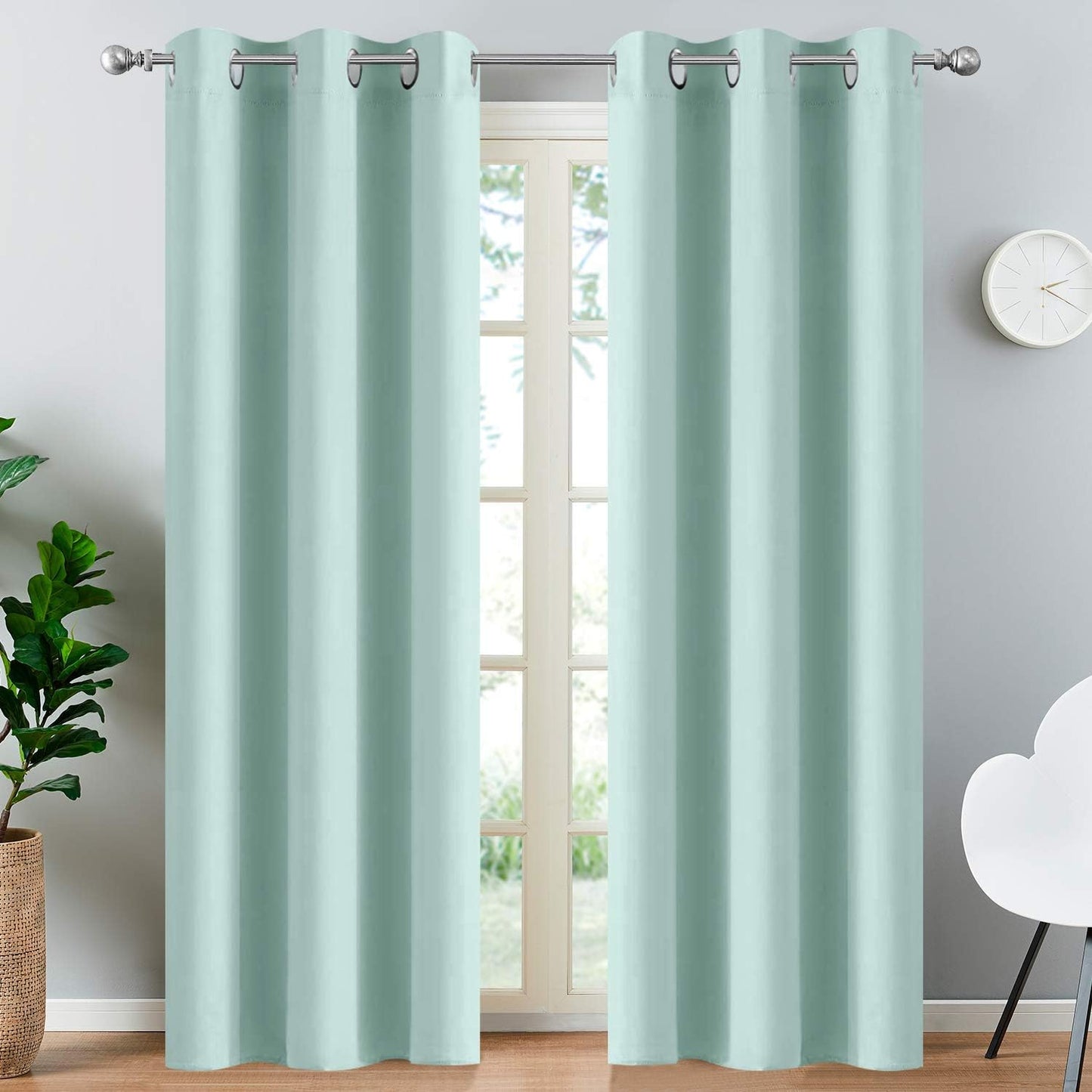 Yakamok Aqua Blackout Curtains for Bedroom and Living Room