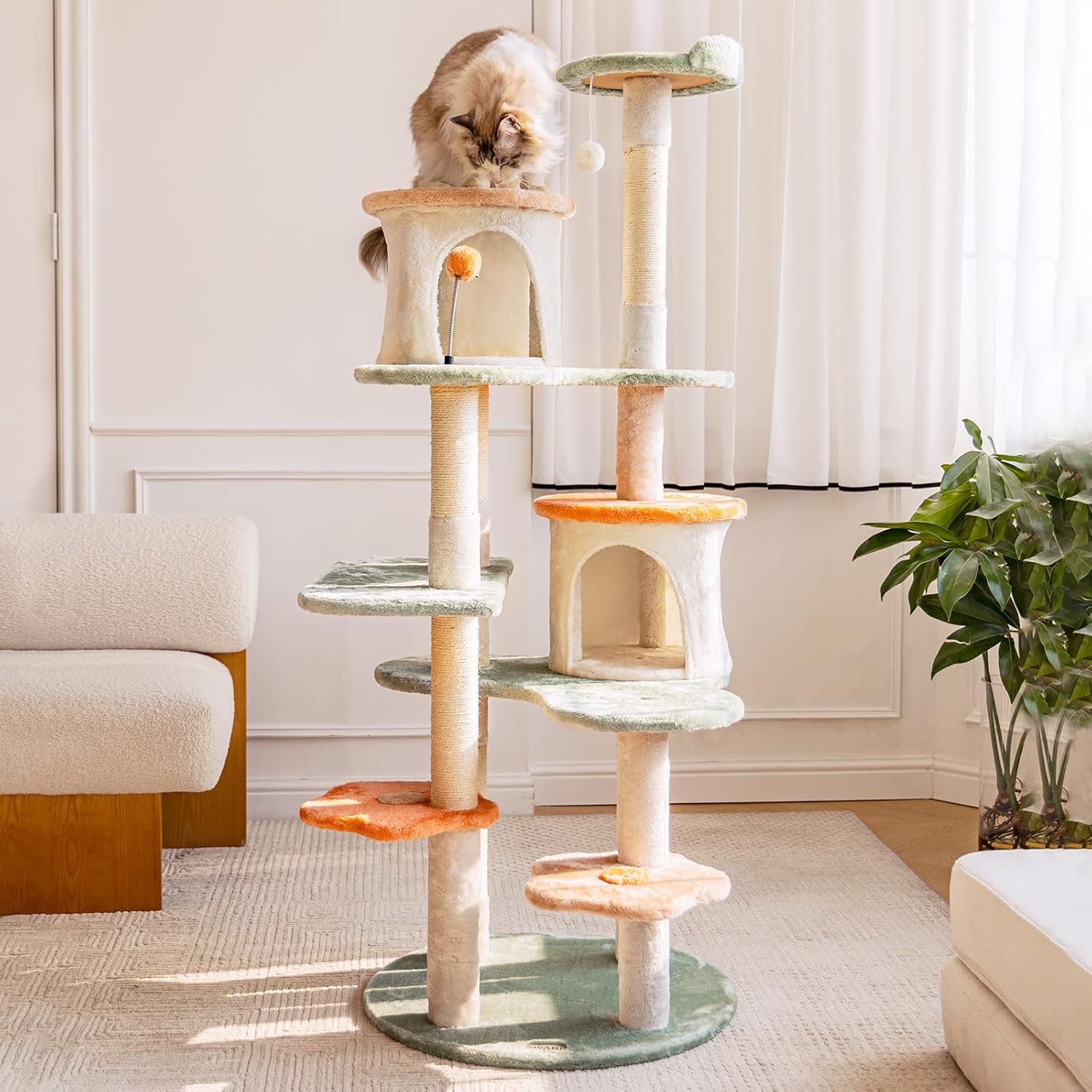 63-inch Cat Tree for Large Cats - Multi-Level Flower Tower