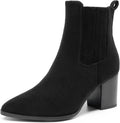 Womens Pointed Toe Block Heel Ankle Booties - Easy Slip-On Comfort
