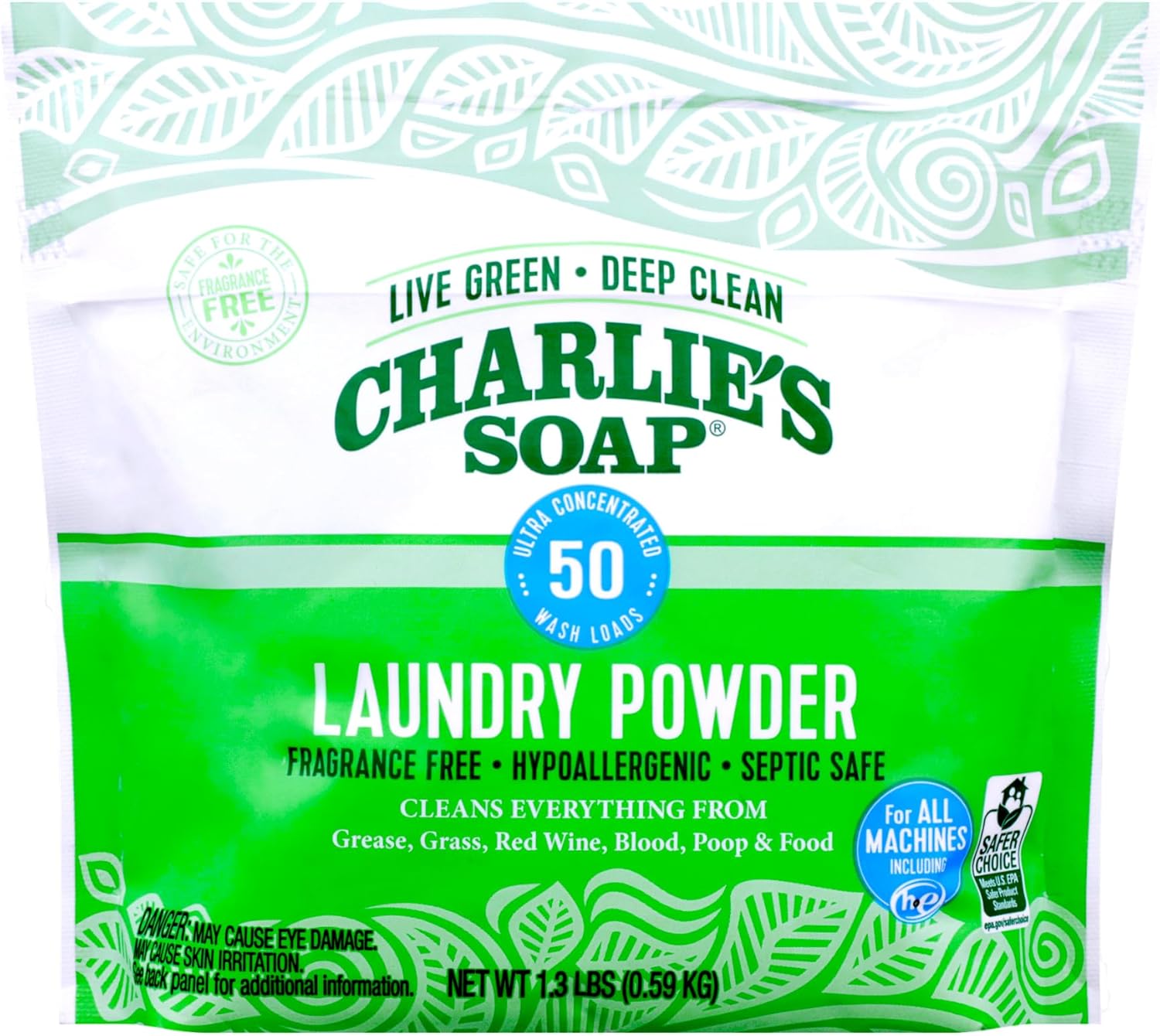 Charlie's Soap Eco-Friendly Laundry Powder ~ Hypoallergenic Deep Clean