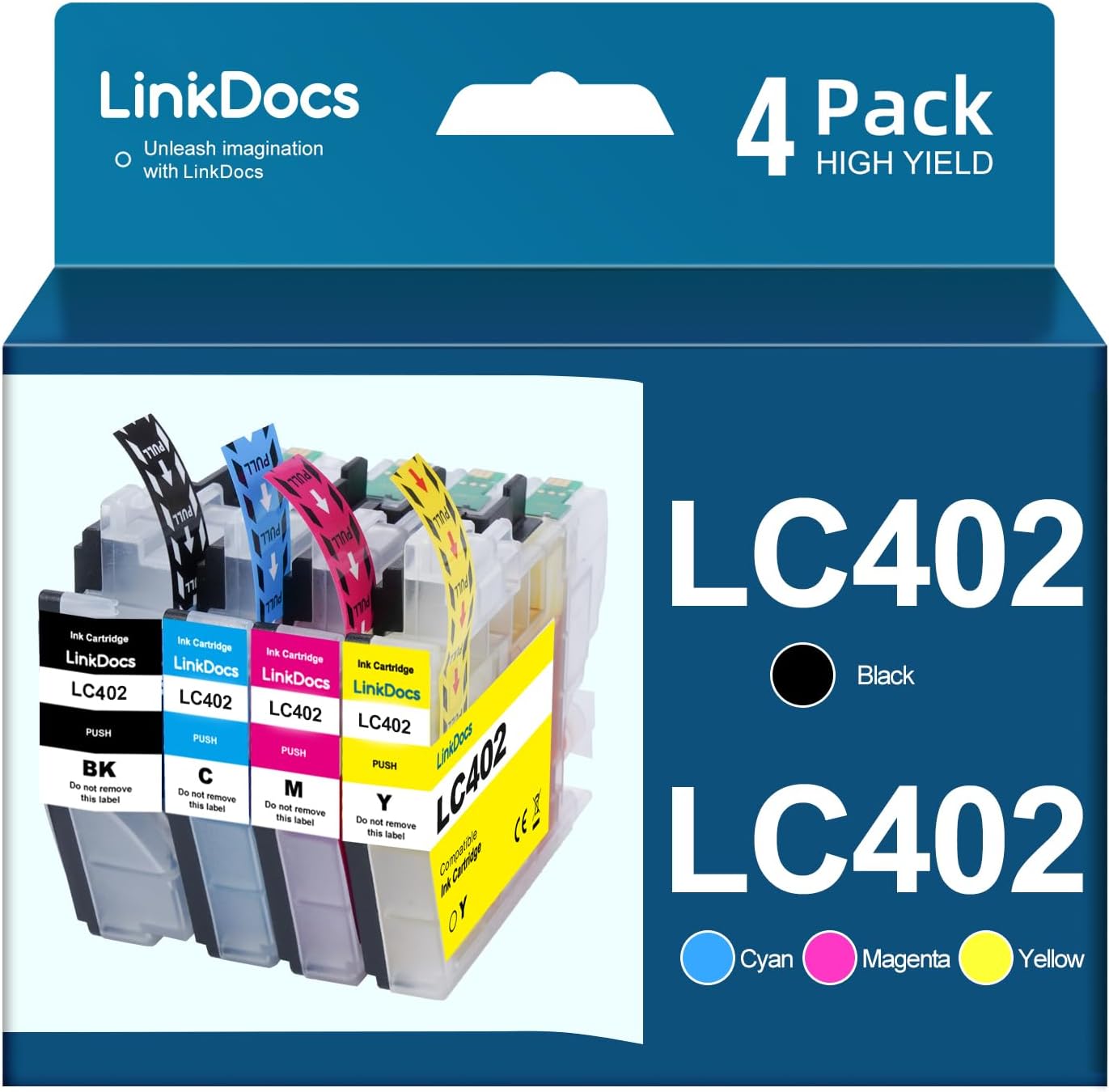LinkDocs LC402XL Ink: Vibrant Colors 4 Pack