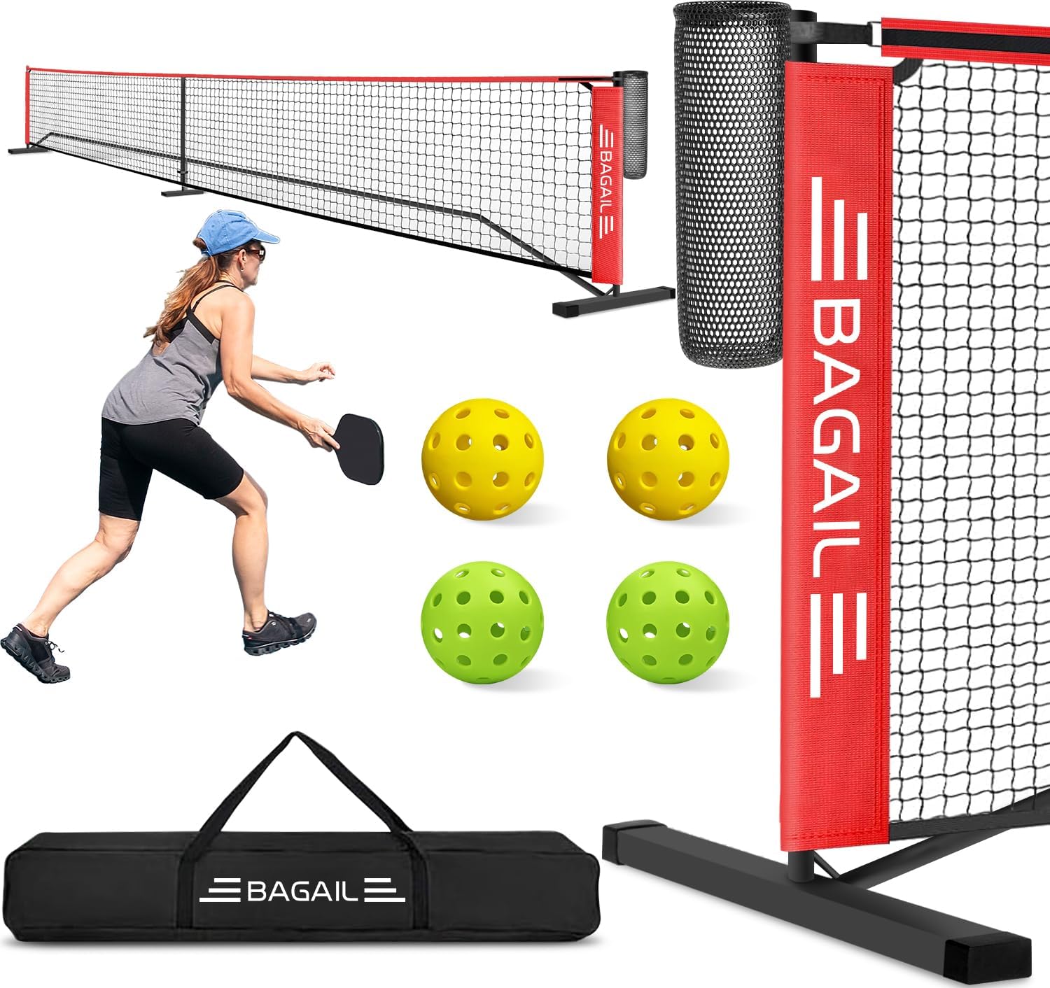 Portable Pickleball Net Set with Ball Collector for Easy Setup