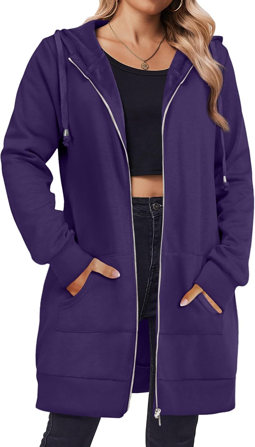Zeagoo Zip Up Hoodies For Women Long Sleeve Casual Fleece Jacket