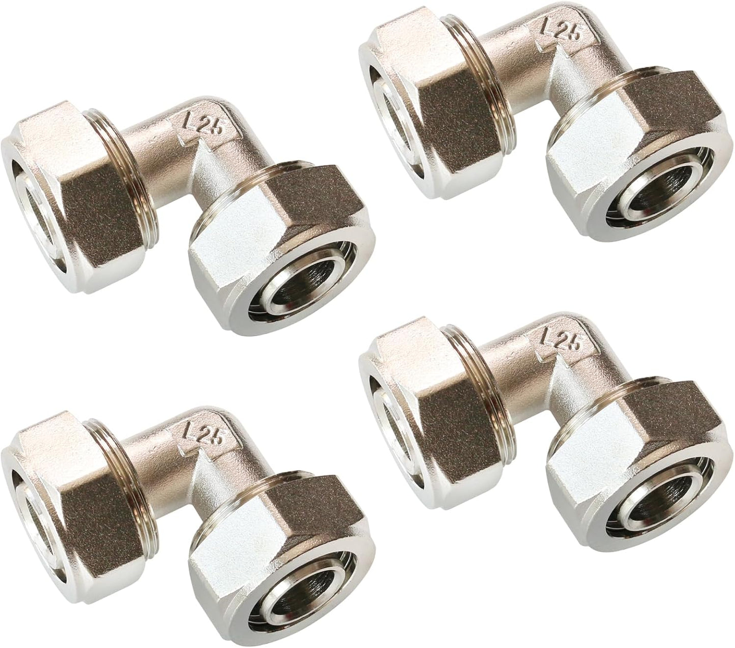 4-Piece 3/4'' Brass-Nickel Elbow Fittings Set for Efficient Air Line Systems - MILADO