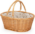 Wicker Picnic Basket with Double Folding Handles - Large 16in White