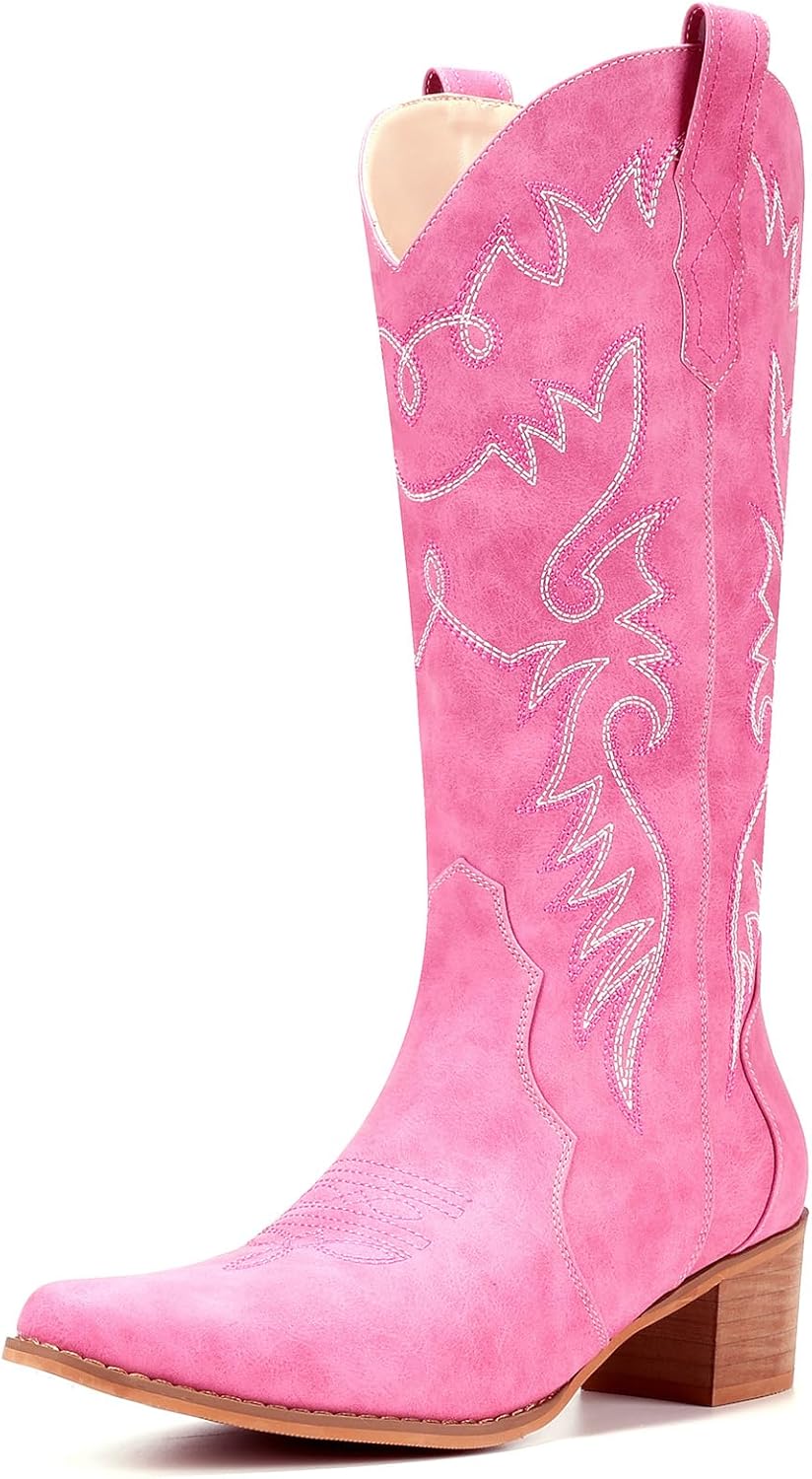 Stylish Pointy Toe Mid Calf Cowboy Boots for Women