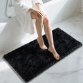 Long Chenille Bathroom Rug 44x24 in Black - Plush, Quick-Dry Comfort