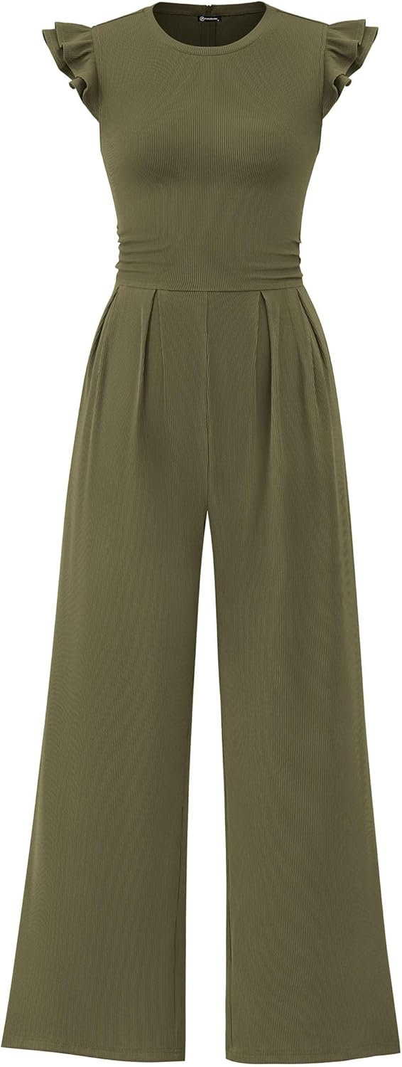 Stylish Summer Jumpsuits for Women with Ruffle Cap Sleeves