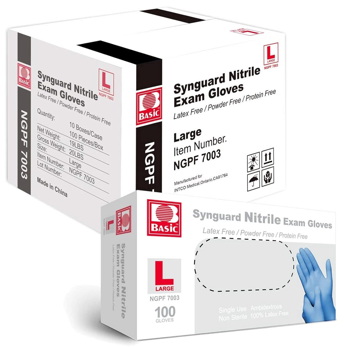 Blue Nitrile Exam Gloves - Latex-Free & Powder-Free, Large Size