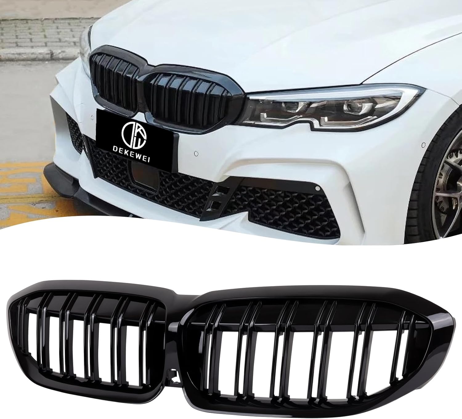 G20 Grille Double Slats Gloss Black Grill for BMW 3 Series 2019-2022