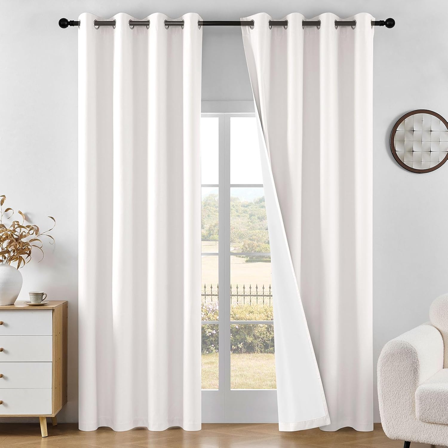 Joydeco Linen Blackout Curtains for Bedroom 72 Inches Long