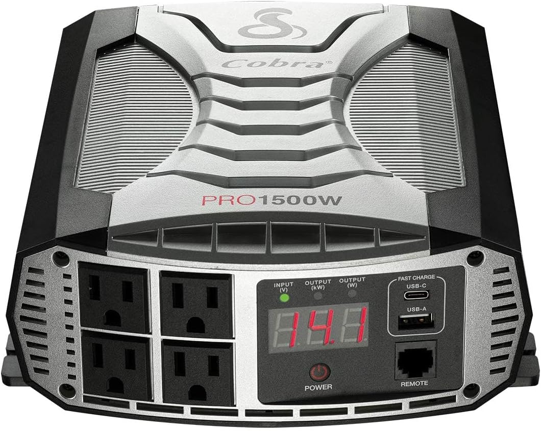 Portable 1500W Cobra Power Inverter for Car - Fast Charging