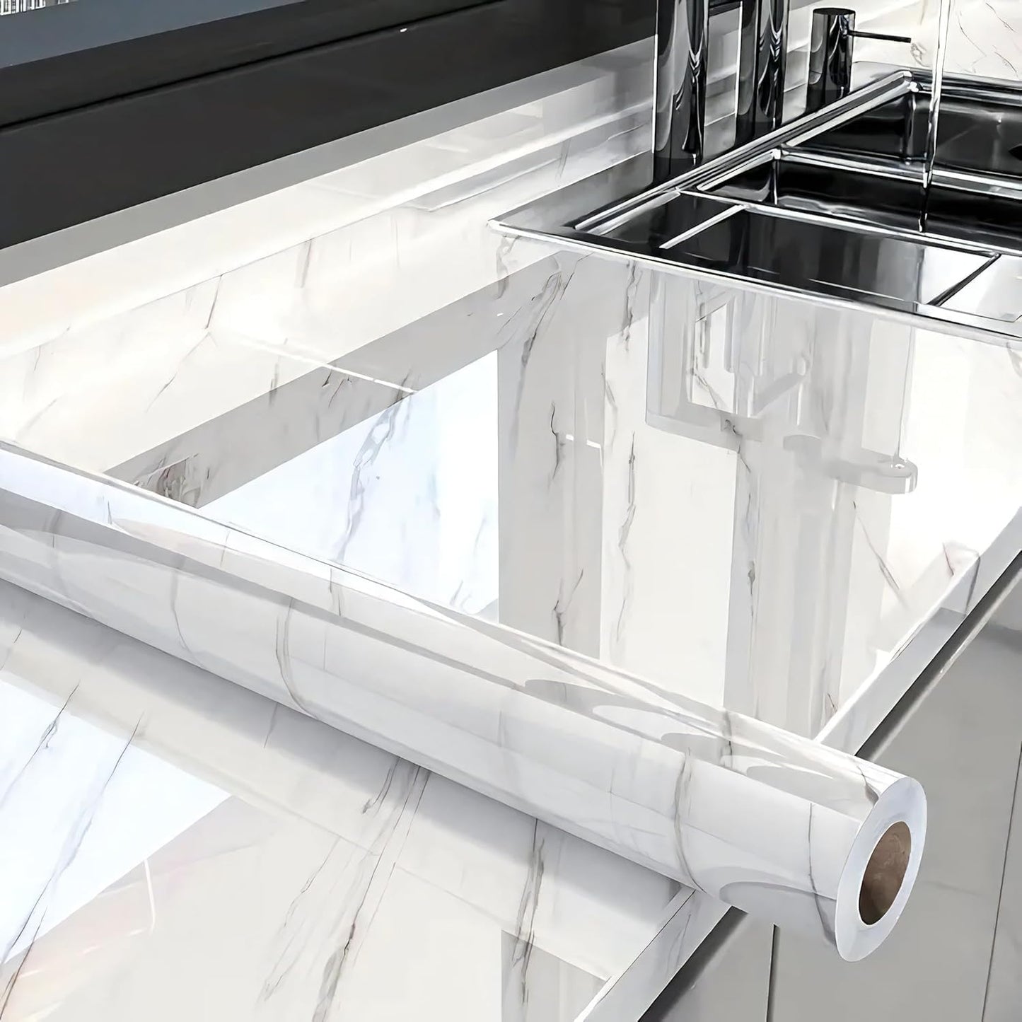 Glossy Marble Contact Paper for Elegant Home Decor Projects