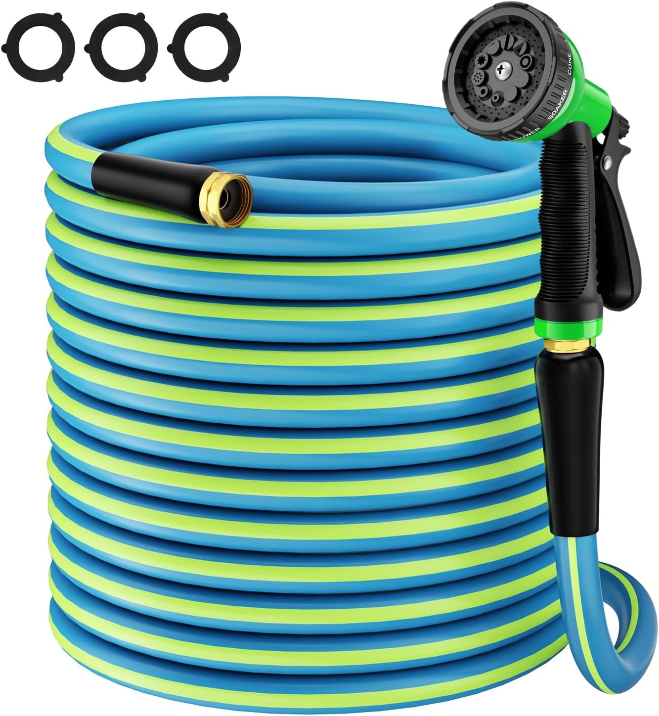 Heavy Duty Garden Hose 5/8 100FT: Flexible High Pressure Nozzle