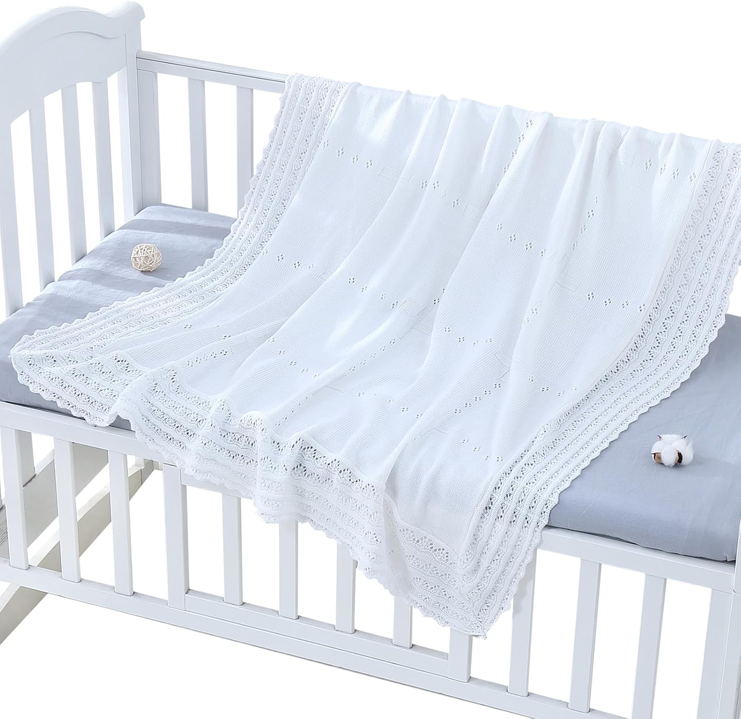 Booulfi Baby Blanket White Receiving Blanket for Newborns
