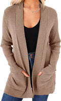 Womens Open Front Cardigan Knit Sweater with Pockets - Classic Fit