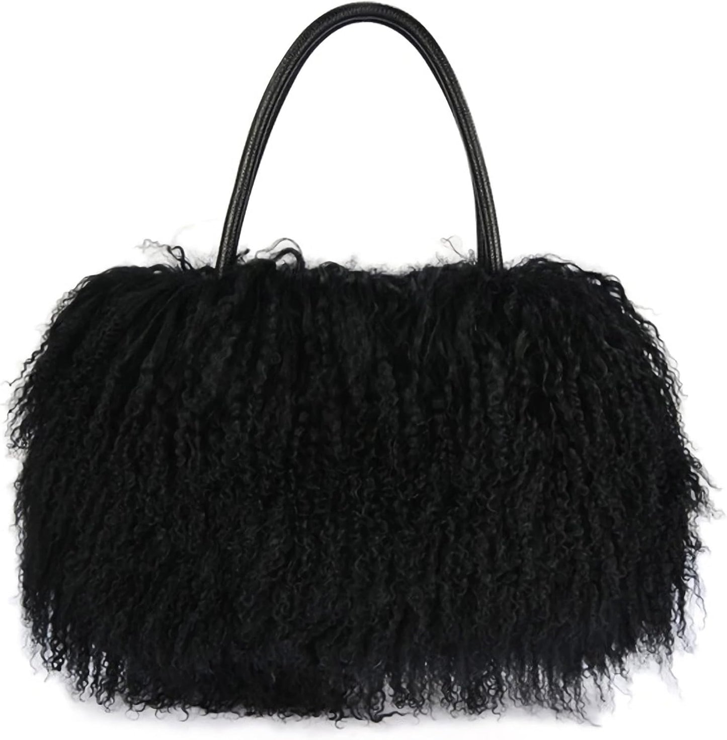 Women Luxury Real Lamb Mongolian Flush Wool Fur Handbag