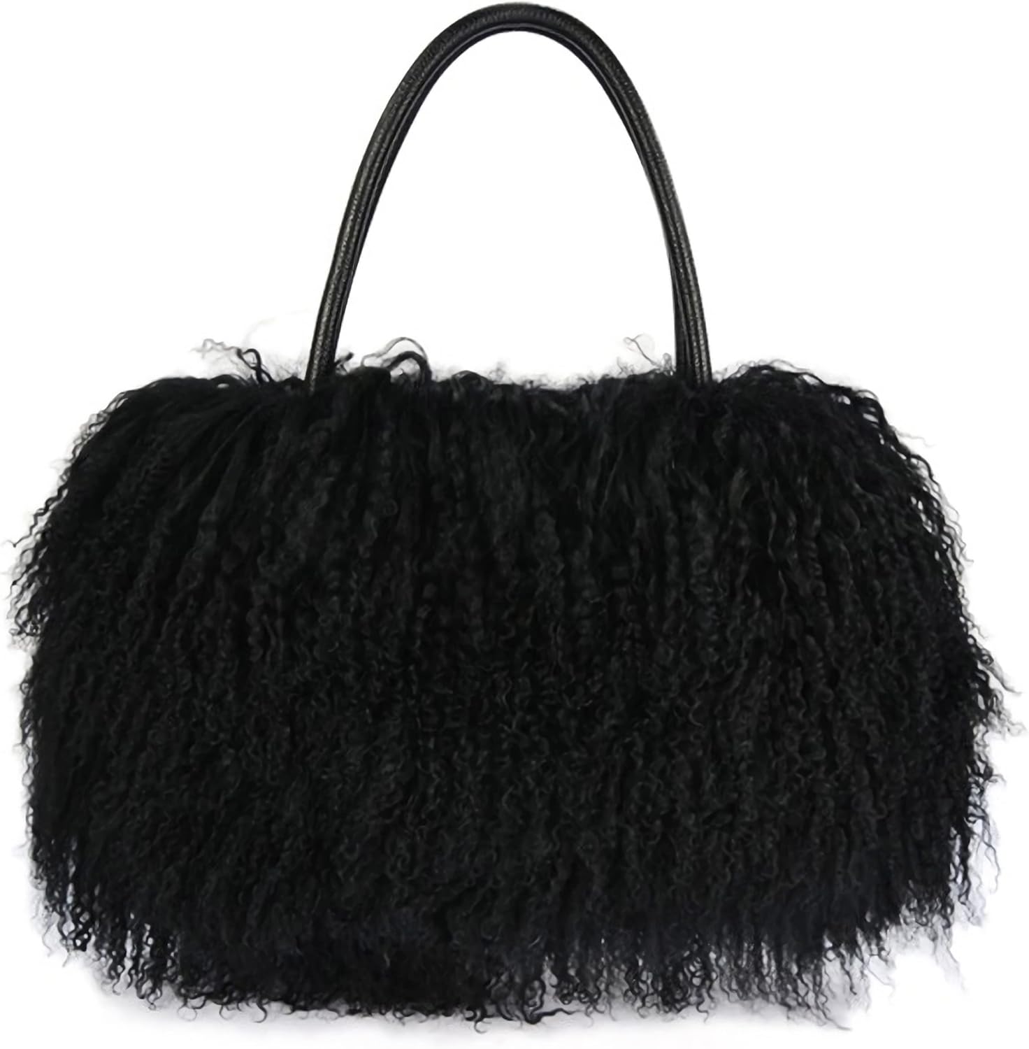 Women Luxury Real Lamb Mongolian Flush Wool Fur Handbag