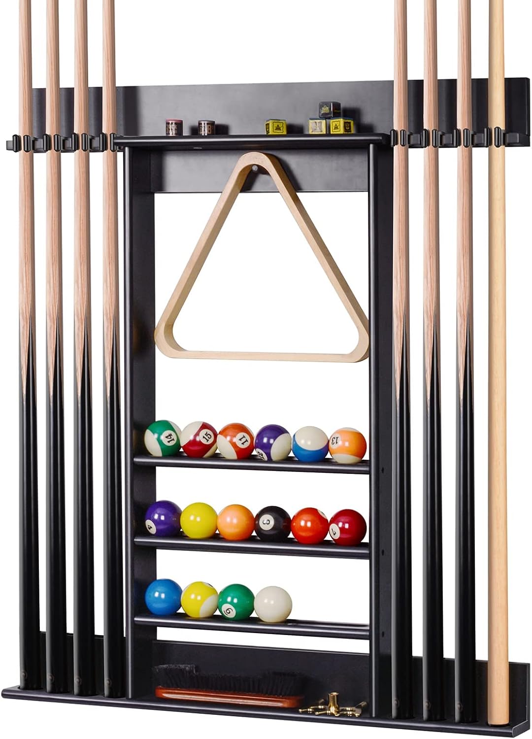 XCSOURCE Pool Stick Holder - Solid Pine Wood Cue Rack for Game Room