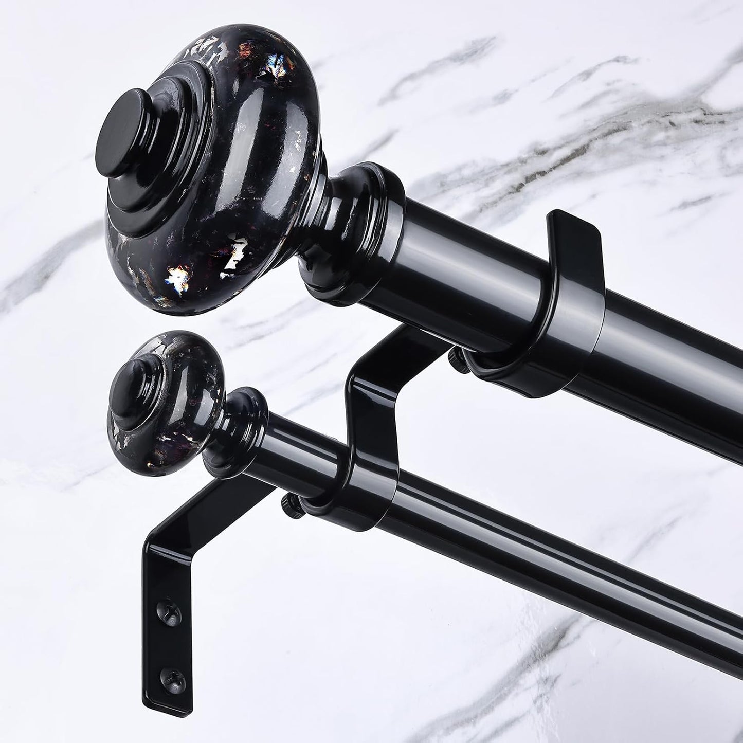 Wolistsa Black Double Curtain Rods for Windows 36 to 72 Inch