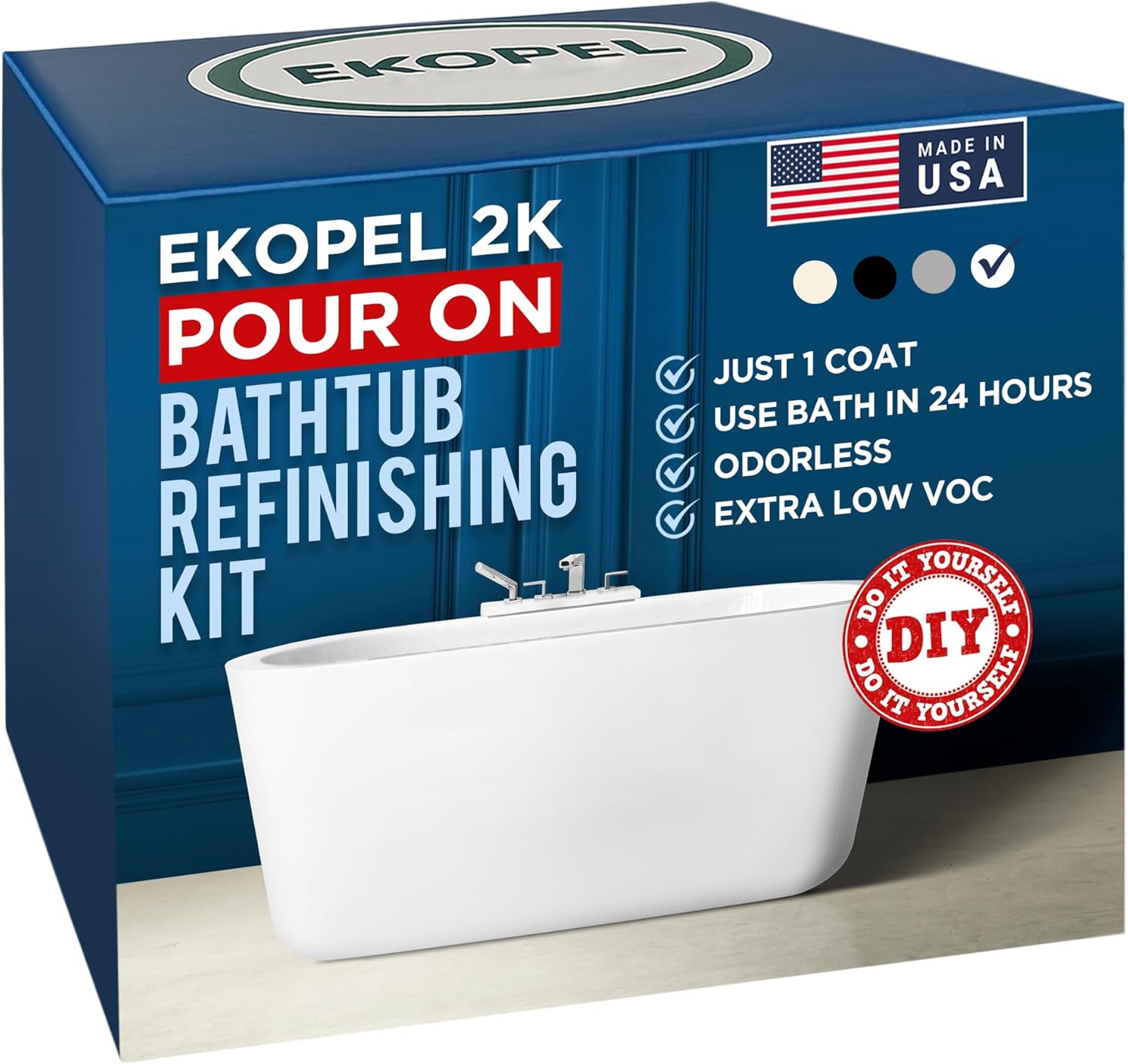Ekopel 2K Bathtub Refinishing Kit for Glossy White Finish