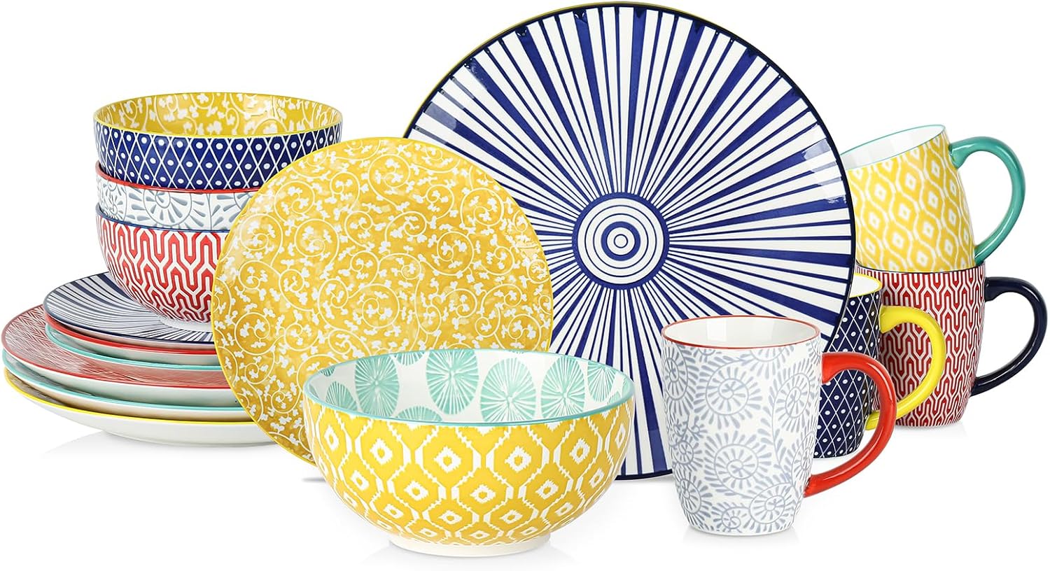 Selamica Ceramic Dinnerware Set for 4 - 16 Pieces of Elegance