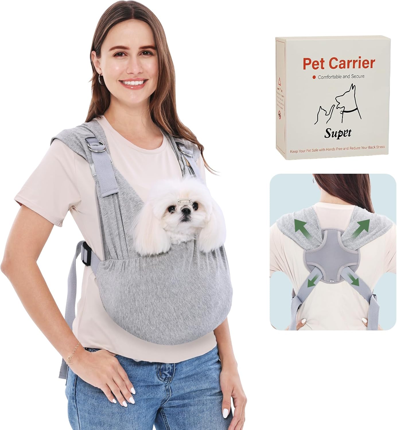 Hands-Free Pet Comfort: Supet Dog Sling Carrier