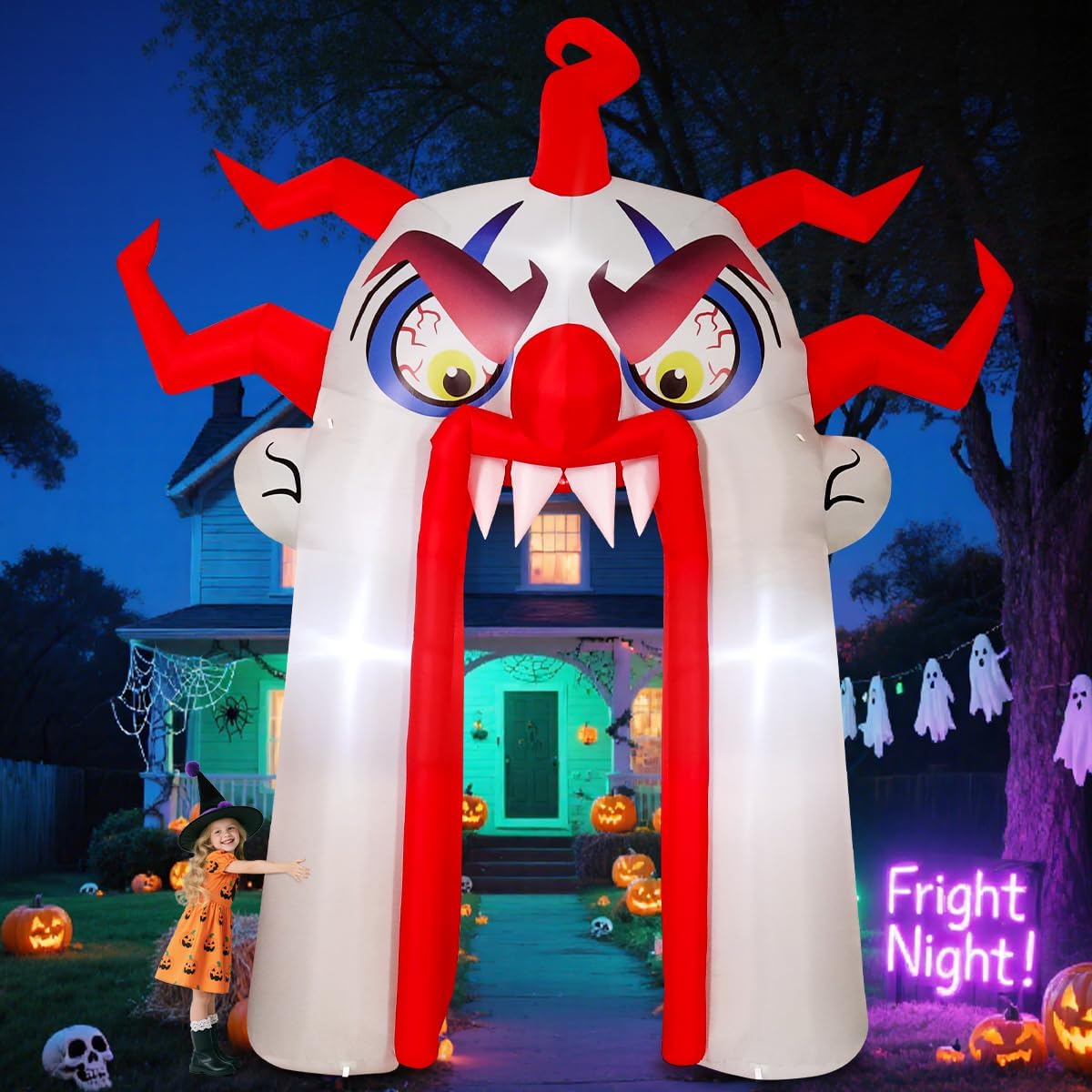 12.8 FT Halloween Inflatables Clown Archway for Spooky Decor