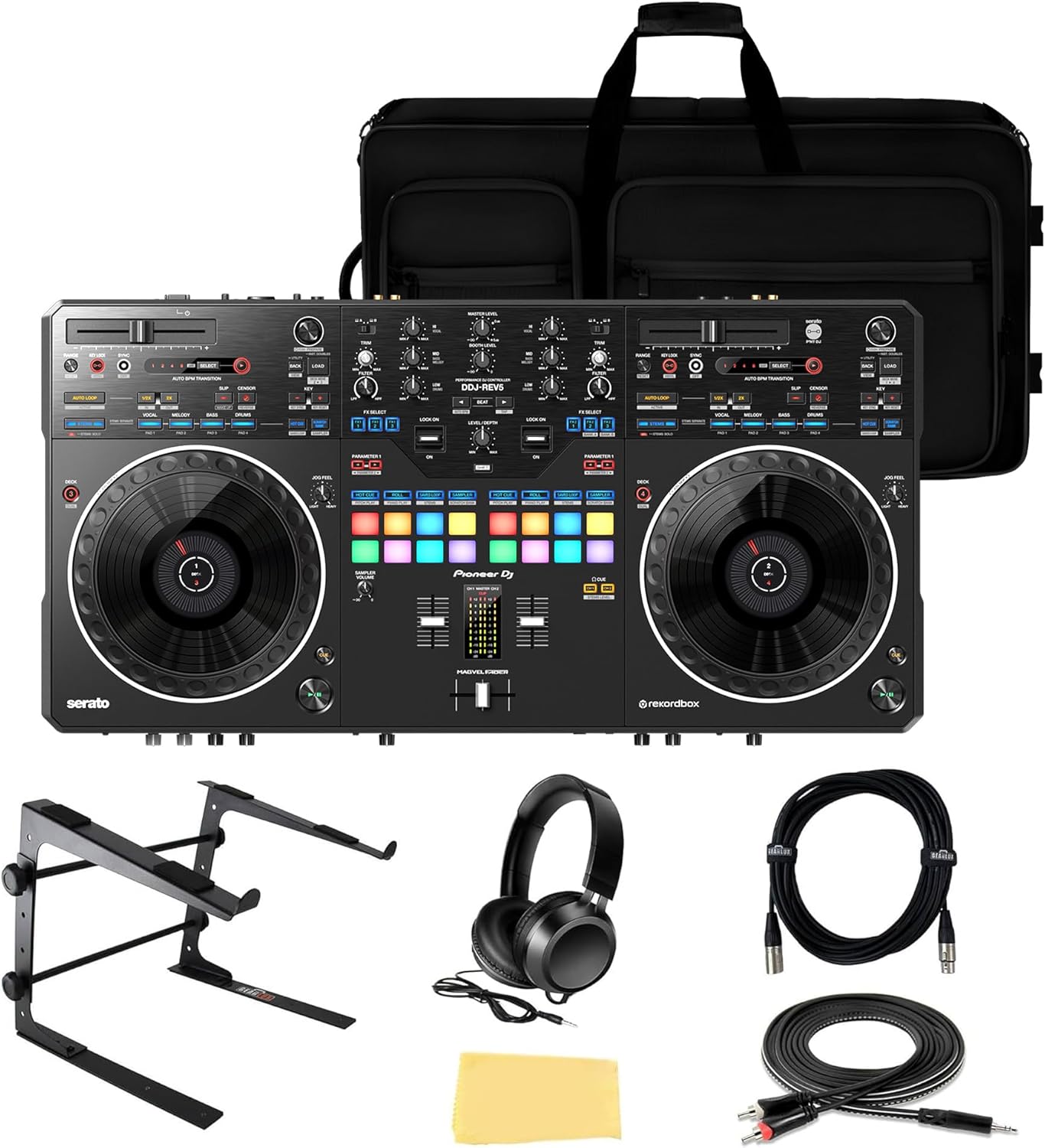 Pioneer DDJ-REV5 Scratch-Style DJ Controller Bundle with Case