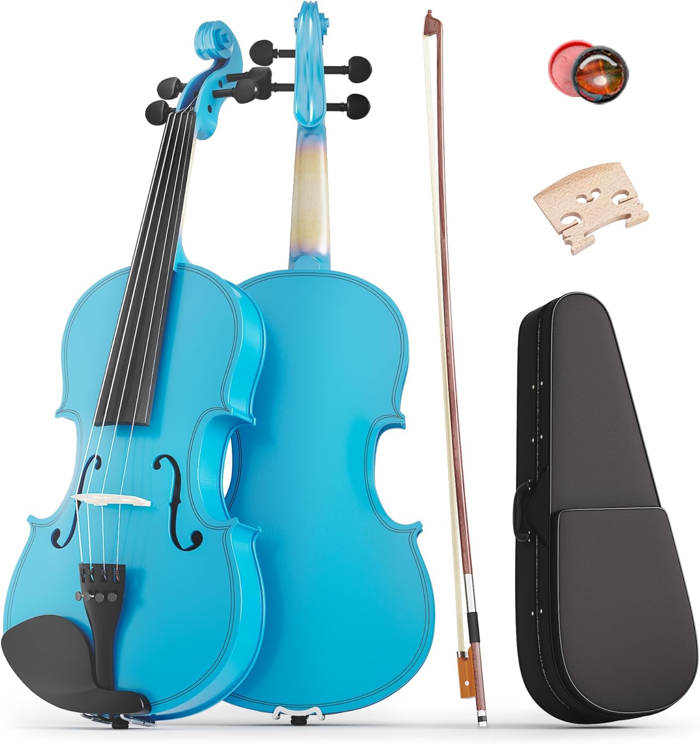 4/4 Beginner Violin Kit for Adults - Complete Set in Sky Blue
