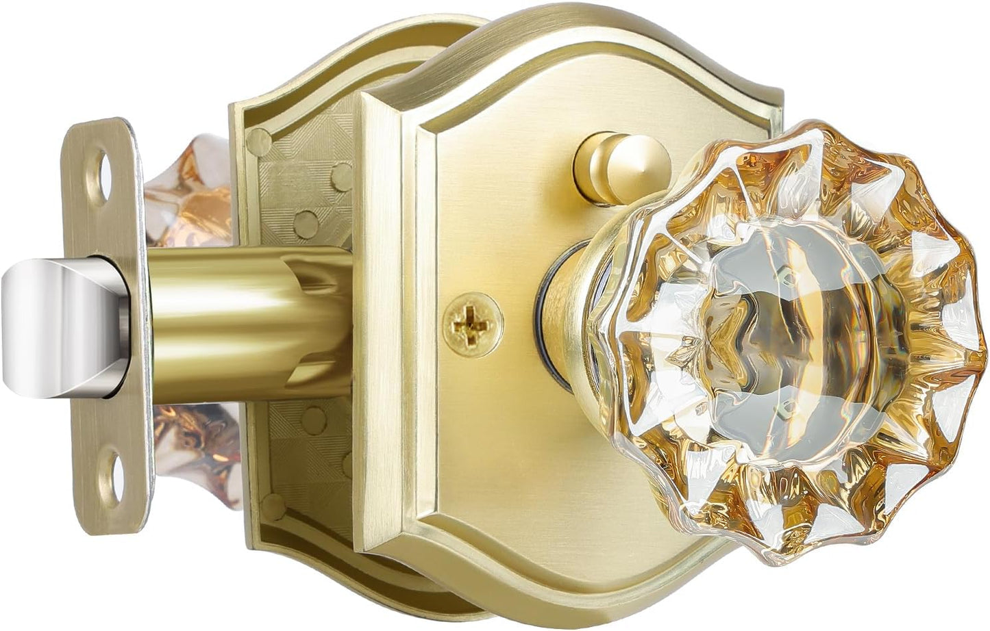 Champagne Glass Door Knobs with Lock for Bedroom and Bathroom