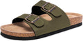 Womens Flat Sandals with Cork Footbed Adjustable Slip On Slides