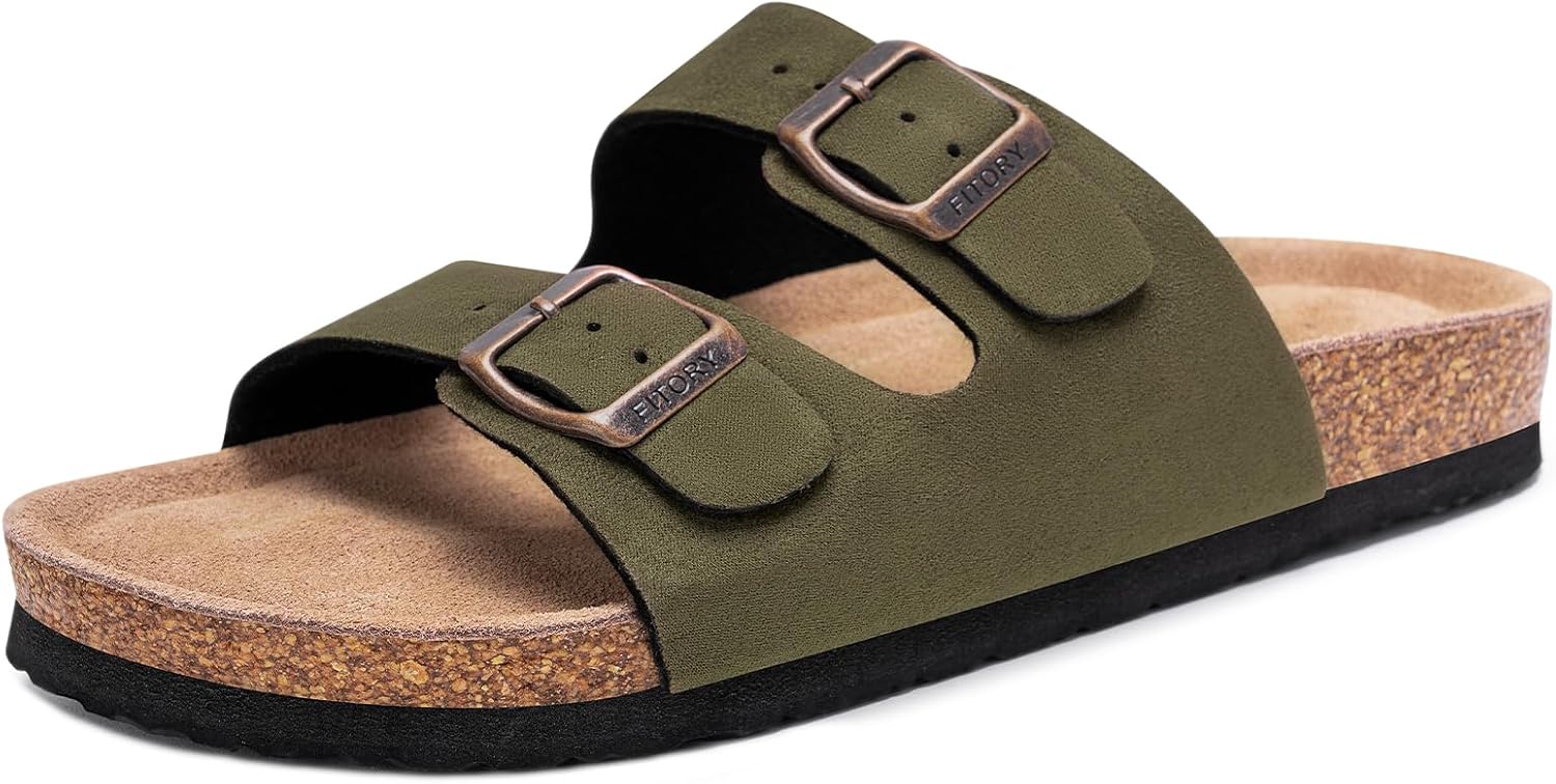 FITORY Womens Flat Sandals with Cork Footbed for Summer Comfort