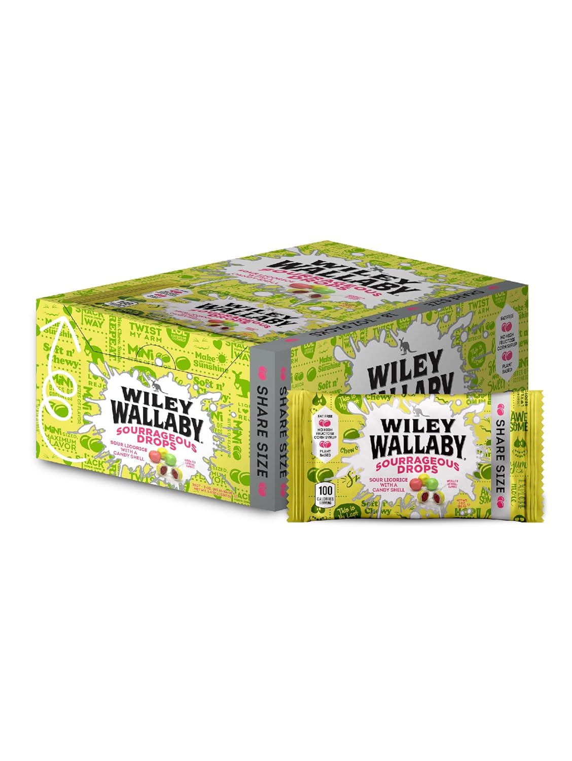 Wiley Wallaby Licorice Candy Bites Mini Sourrageous Drops
