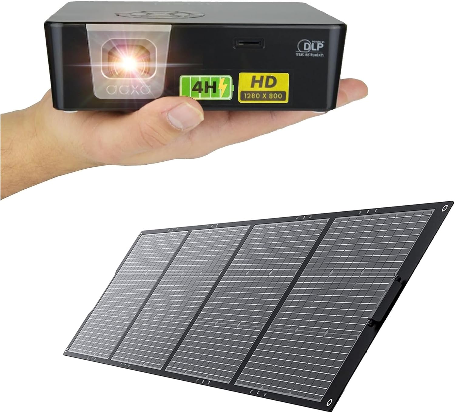 Portable Solar Mini Projector 1000 Lm WiFi/Bluetooth