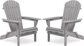 Wooden Folding Adirondack Chair Set of 2 - Pre-Assembled Comfort