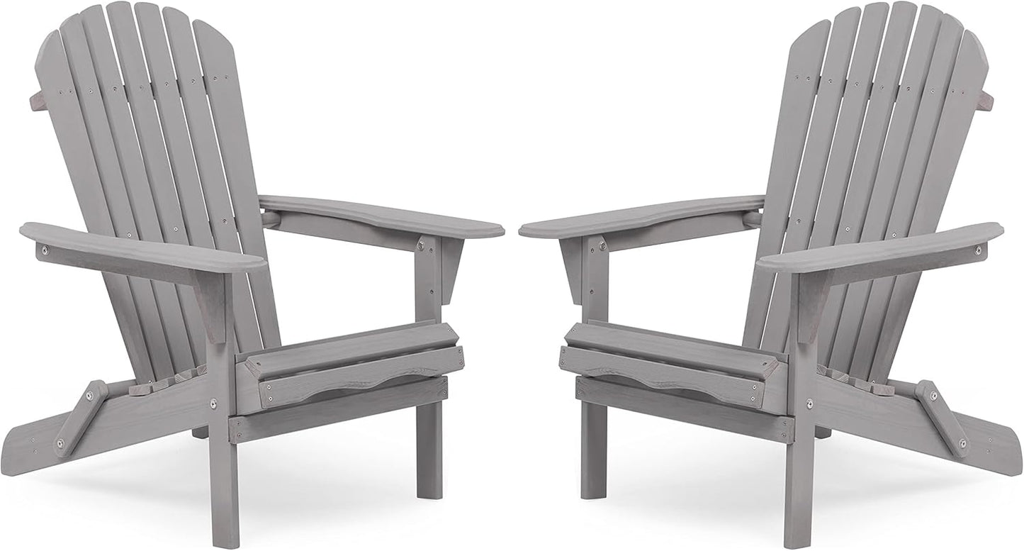 Wooden Folding Adirondack Chair Set of 2 for Outdoor Relaxation