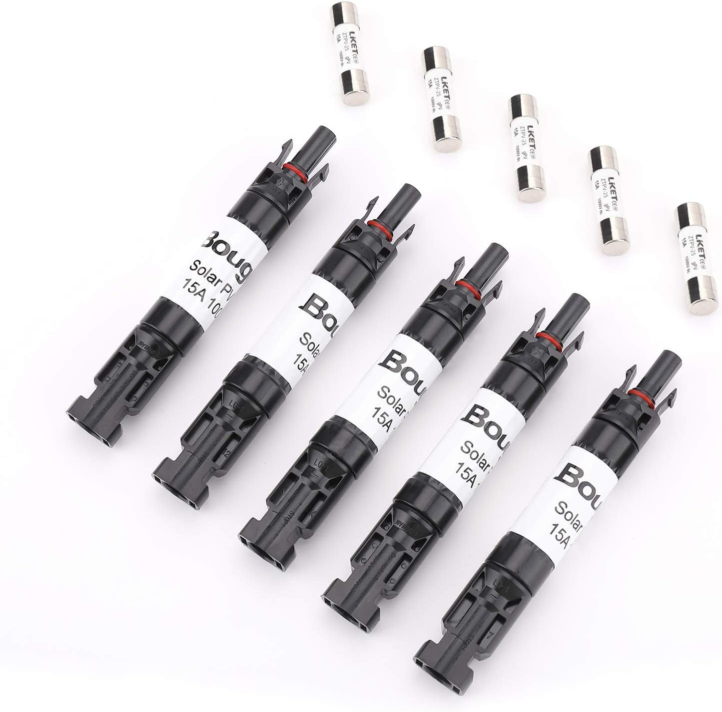 BougeRV 5PCS 15A Solar Fuses Holder Inline for Protection
