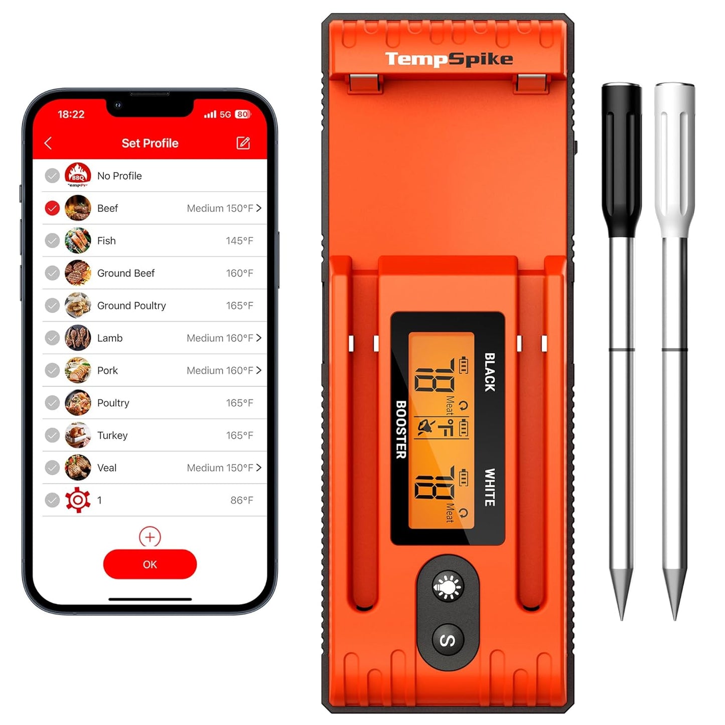 Wireless Meat Thermometer with LCD Boost