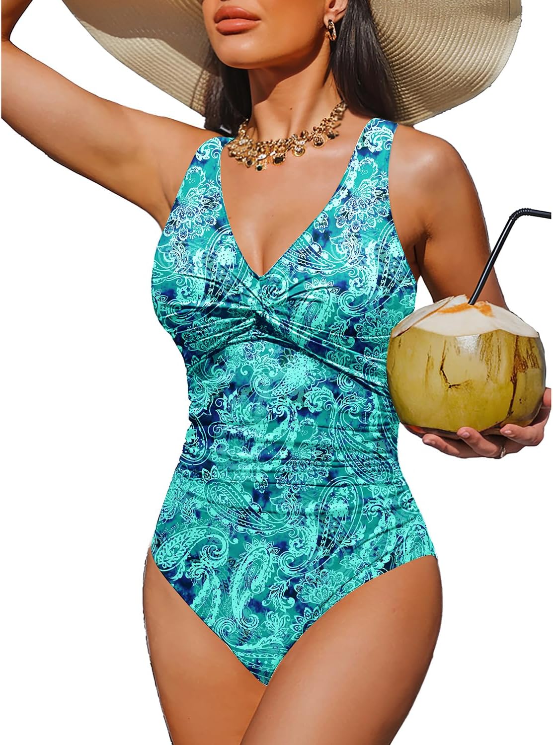 Holipick Women Tummy Control One Piece Swimsuit for Elegance
