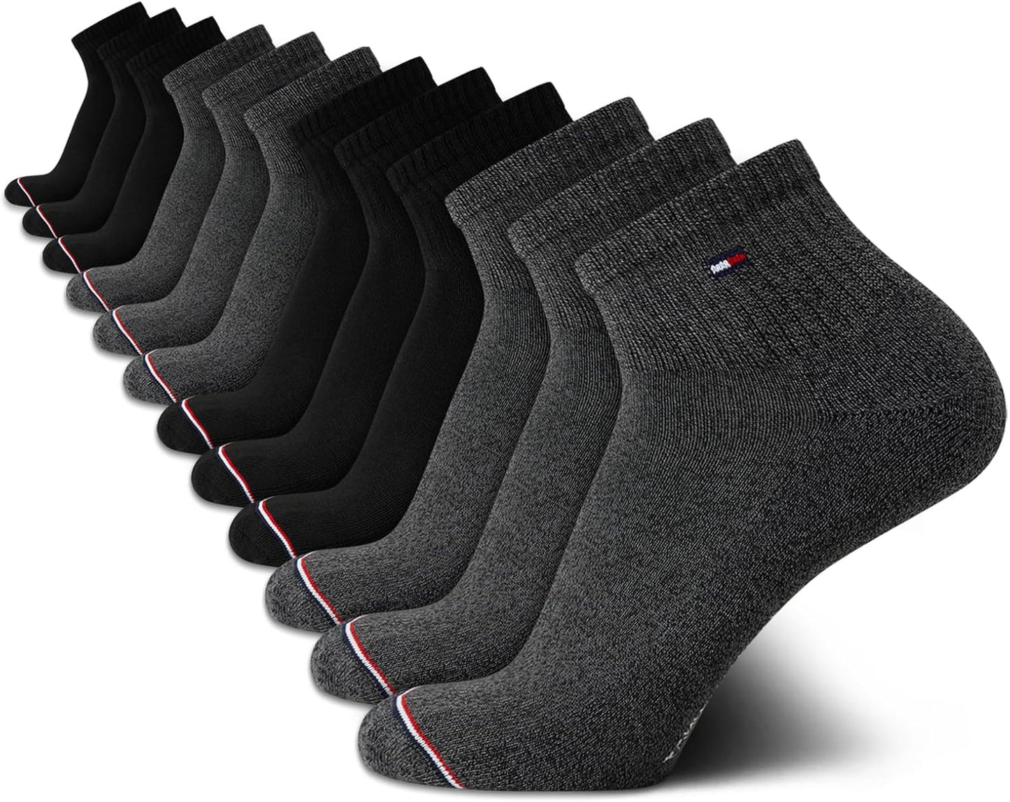 Tommy Hilfiger Men's Cushion Quarter Cut Ankle Socks - 12 Pack