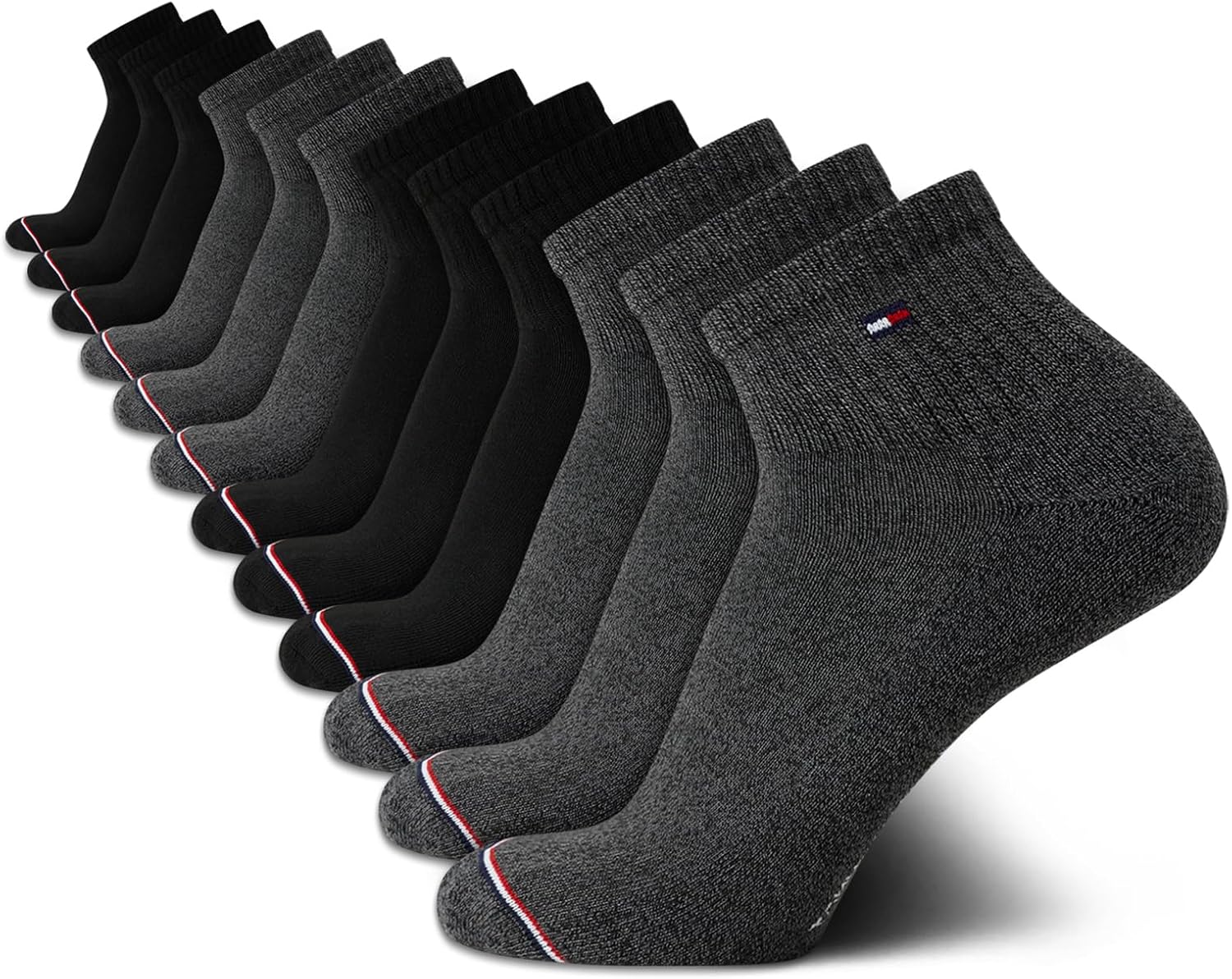 Tommy Hilfiger Men's Cushion Quarter Cut Ankle Socks - 12 Pack